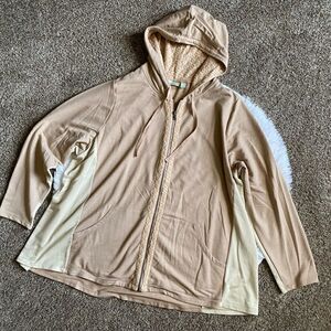 LOGO Lounge Jacket Hooded Tan Lightweight Zip Front Womens Size 3X